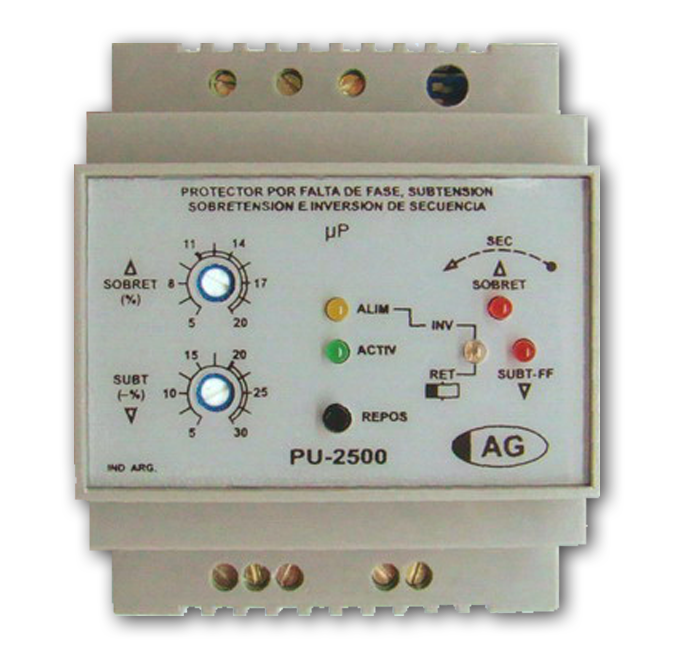 PU-2500 Protector trifásico por Sub, Sobretensión, Falta de Fase e Inversión de secuencia